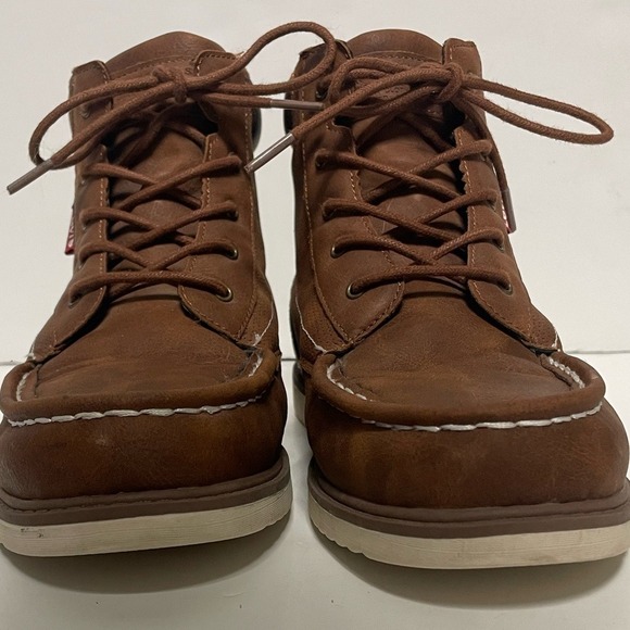 Levi's Dean Waxed Brown Leather High-Top Boots Boys 7 - Picture 3 of 10